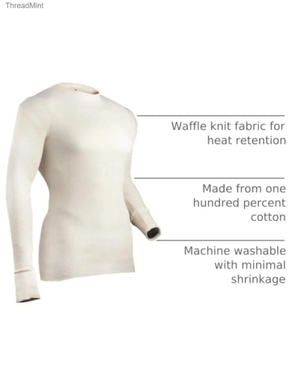Heavyweight Cotton Waffle Thermal Crew Long Sleeve Undershirt